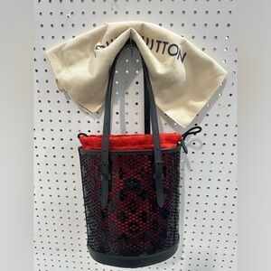 NWT Limited Louis Vuitton Black See Thru Bucket Bag with Red Interior Pouch.
